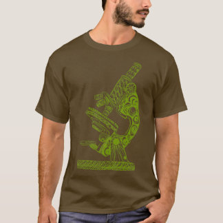 T-shirt Microscope scientifique Ligne Dessin Olive