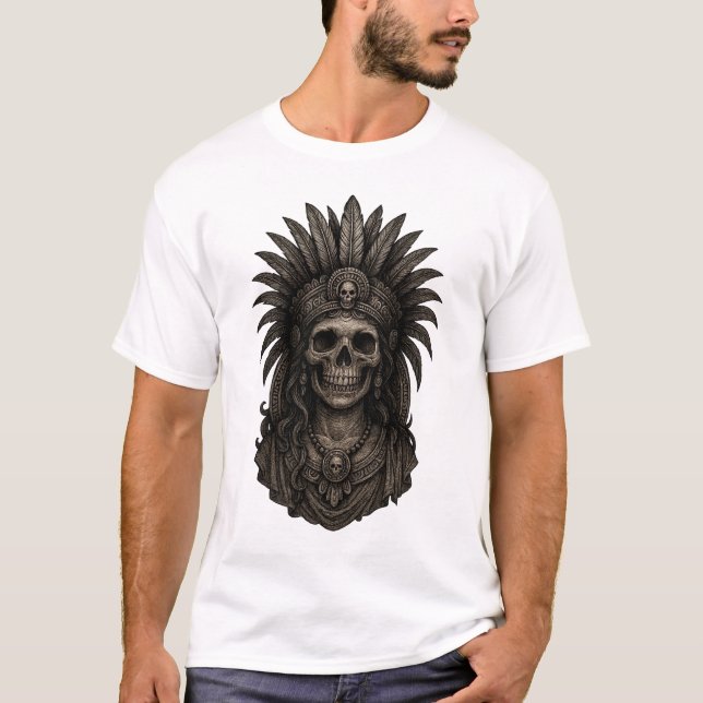 T-shirt Mictecacihuatl Aztec crâne déesse de mort (Devant)