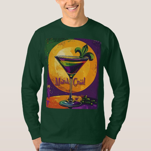 T-shirt Mid Century Mardi Gras Sunset Fleur De Lis Martini (Devant)