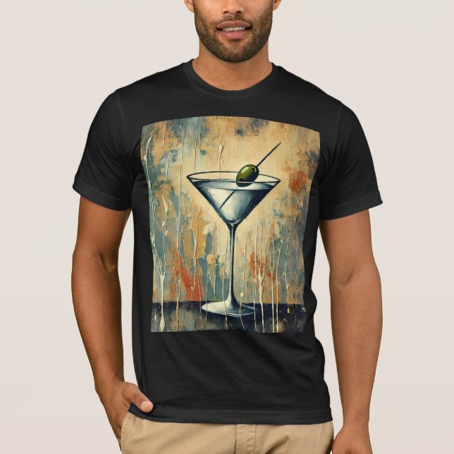 T-shirt Mid Century Mixed Media Martini Art (Devant)