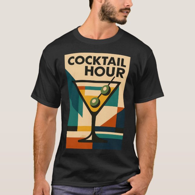 T-shirt Mid Century Modern Bauhaus Cocktail Hour Martini (Devant)
