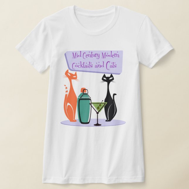 T-shirt Mid Century Modern Cocktails & Cats (Poser)