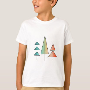T-shirt mid century modern rainbow trees blush teal simple