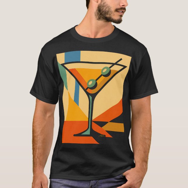 T-shirt Mid Century Modern Sunrise Bauhaus Martini (Devant)