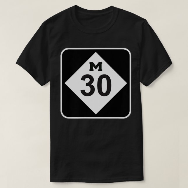 T-shirt Mid Michigan Highway M30 Midland Wiom Lake Edenvil (Design devant)