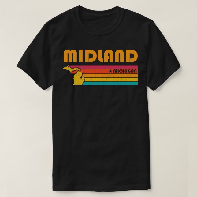 T-shirt Midland Michigan Vintage Souvenir déshabillé (Design devant)