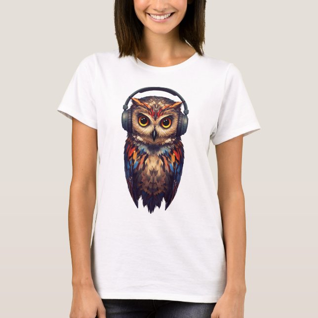 T-shirt Midnight Echo – Hibou abstrait avec âme (Devant)