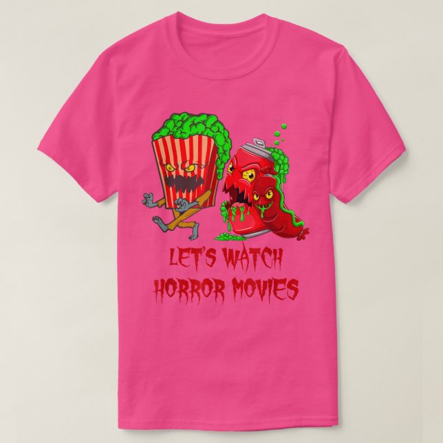 T-shirt Midnight Let's Watch Horror Movies Halloween Popc (Design devant)