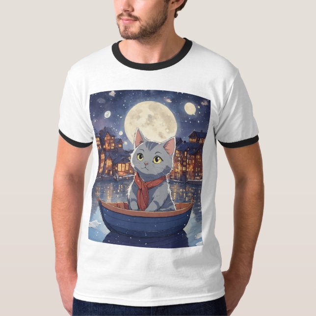 T-shirt Midnight Meowgic * Voyage lunaire * Dreamy Drifter (Devant)