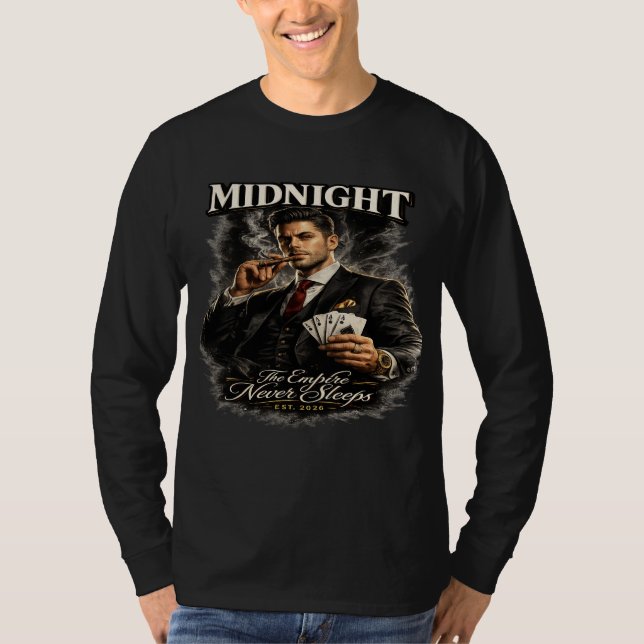 T-shirt Midnight Poker King Mafia Style Long Sleeve (Devant)