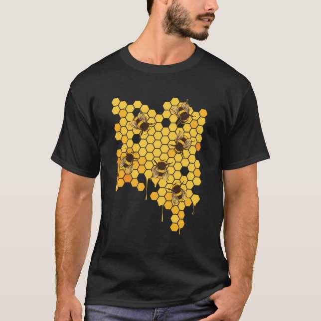 T-shirt Miel Bee Hive Honeycomb apiculture apiculteur (Devant)