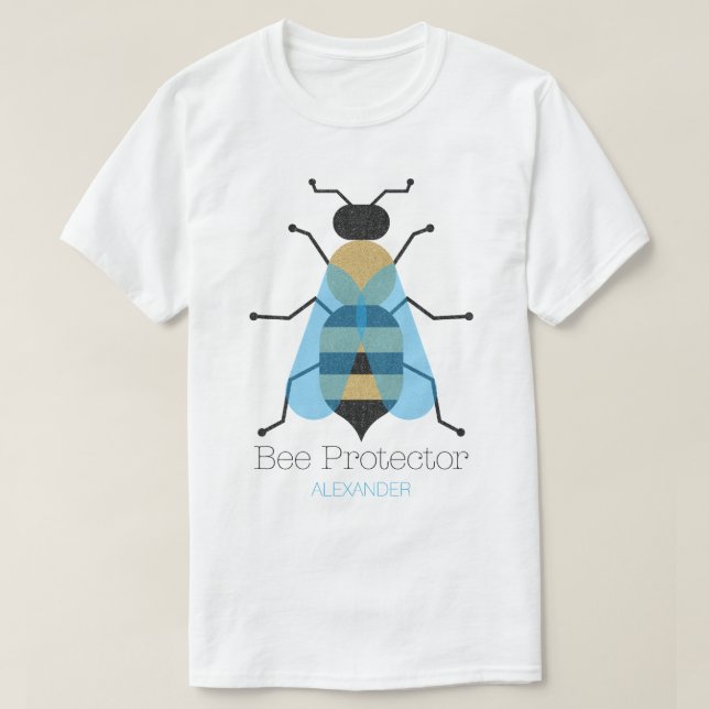 T-shirt Miel Bee Protector mignon Black Blue Gold Parties  (Design devant)