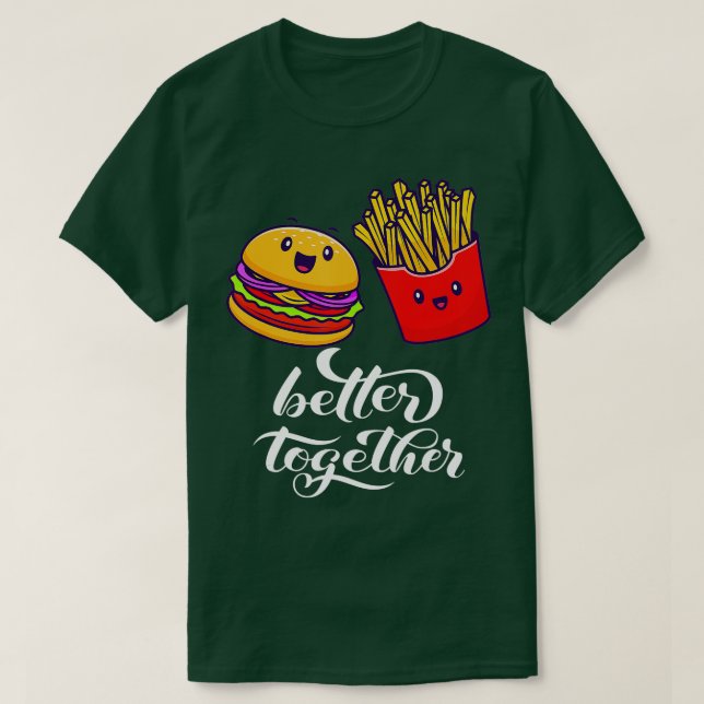 T-shirt Mieux Ensemble Burger Fries Français Amitié Bes (Design devant)