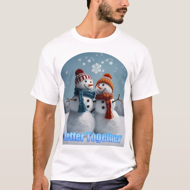 T-shirt Mieux Ensemble Snowmen : Charmant Et Charmant (Devant)