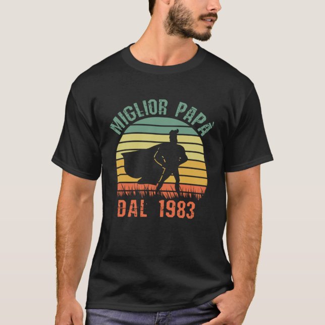 T-shirt Miglior Papà Dal 1983 Compleanno Padre Retro Vinta (Devant)