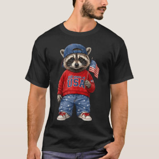 T-shirt Mignon 250 Ans De Raton Laveur Usa 4 Juillet
