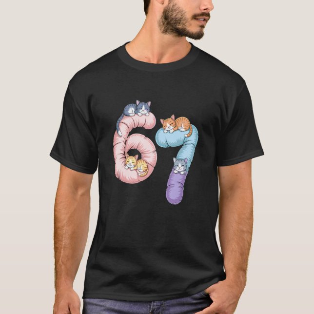 T-shirt Mignon 6 7 Chats confiants Mème Gen Alpha Humour C (Devant)