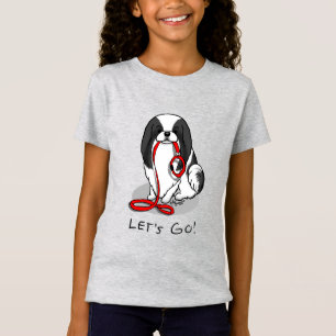T-Shirt Mignon Allons-y ! Chin Japonais (noir et blanc 1)