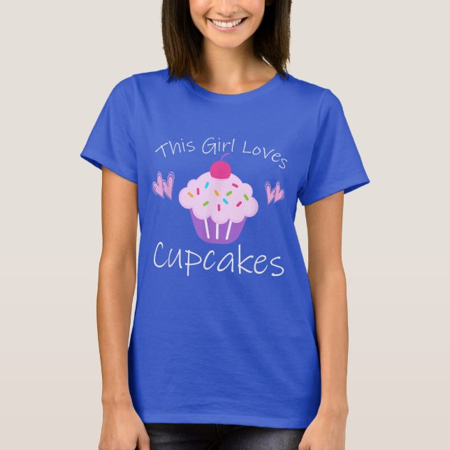 T-shirt mignon amateur de cupcake mot art (Devant)