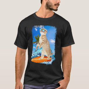 T-shirt Mignon amateur de surf hawaïen chat surfeur plage