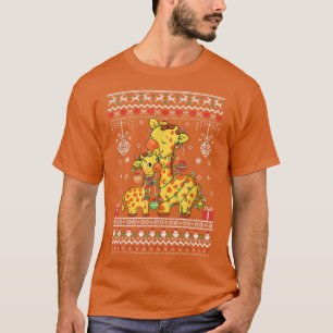 T-shirt mignon amoureux de Giraffe Xmas Lumières laides mo