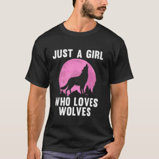 T-shirt Mignon Art De Loup Pour Femmes Filles Loups Hurleu