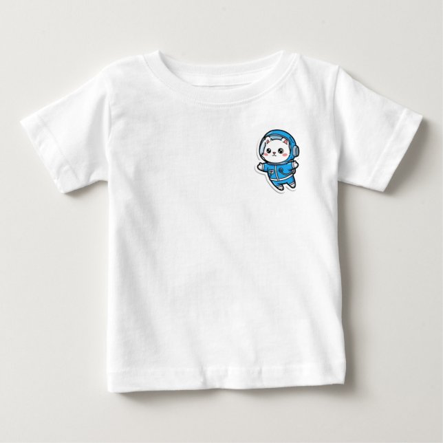 T-Shirt Mignon Astronaute Chat Kawaii Pour Bébé (Devant)