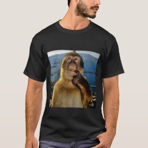 T-shirt Mignon Attendez Vachement Singe Pensant Mème
