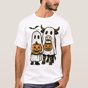 T-shirt Mignon automne vache des Highlands fantôme Hallowe
