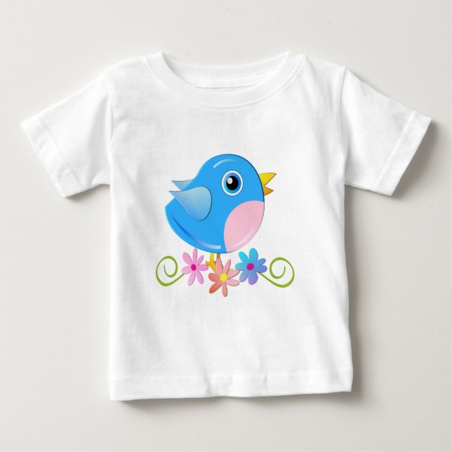 T-shirt mignon avec Blue Baby Bird (Devant)