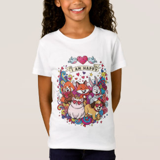 T-shirt mignon avec des animaux de dessin animé, a