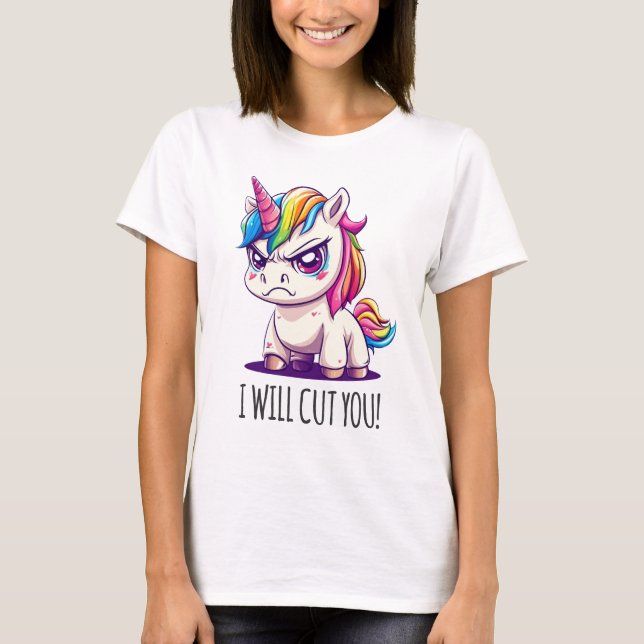 T-shirt mignon avec le design maléfique de licorne (Devant)