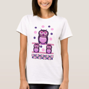 T-shirt mignon avec les hiboux et le pois