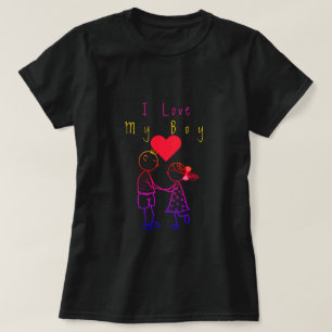T-shirt mignon avec texte - J'aime mon garçon