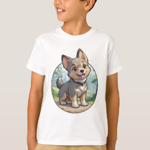 T-shirt mignon avec un chien de dessin animé suédo