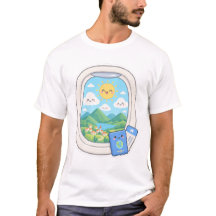 Mignon avion kawaii vue de la fenêtre voyage
