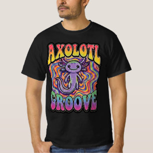 T-shirt Mignon Axolotl Hippie Groovy Art Rétro 70s Arc-en-
