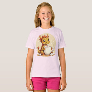 T-shirt Mignon Bébé Dragon Chocolat Chaud Enfants Kawaii C
