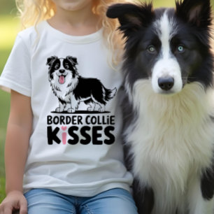 T-shirt Mignon Border Collie Bisous Dessin Animé Amoureux