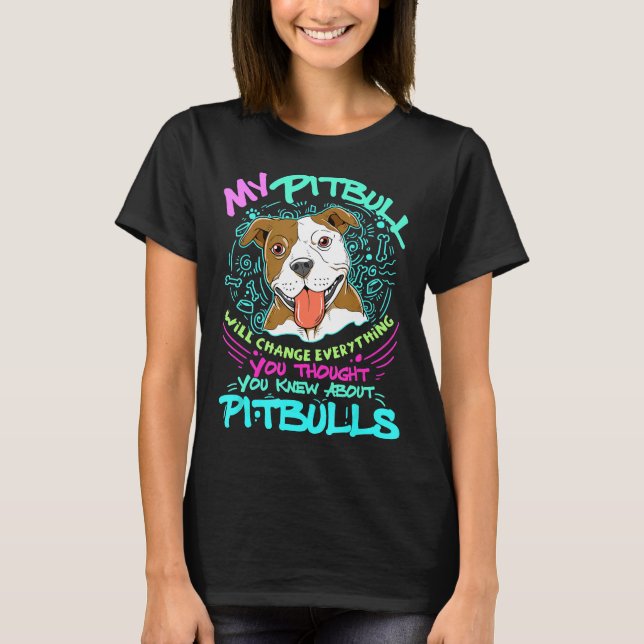 T-shirt Mignon Cadeau pour mon Pitbull Terrier Pit Bull (Devant)