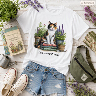 T-shirt Mignon Calico et amoureux du chat et de l'herbe à