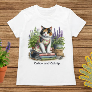 T-shirt Mignon Calico et amoureux du chat et de l'herbe à