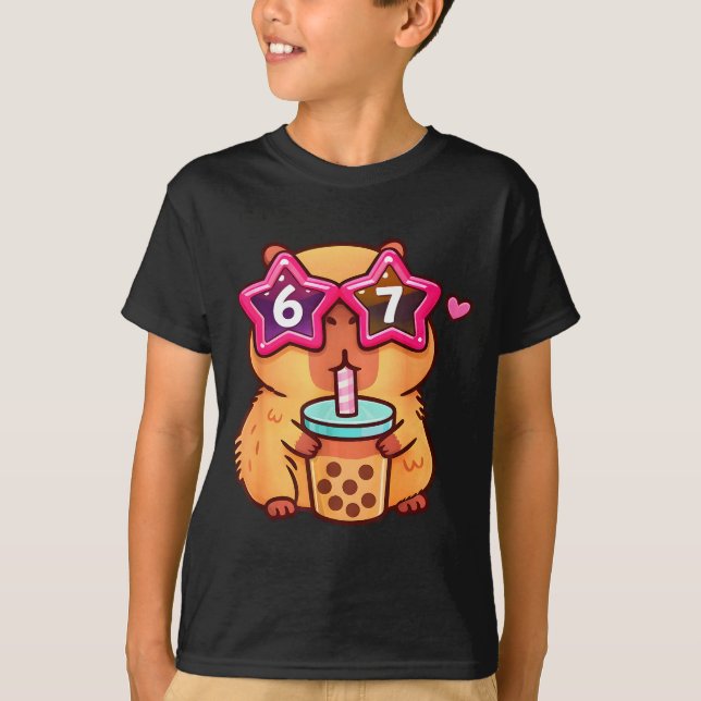 T-shirt Mignon capybara amateur de bubble tea 6 7 mème kaw (Devant)