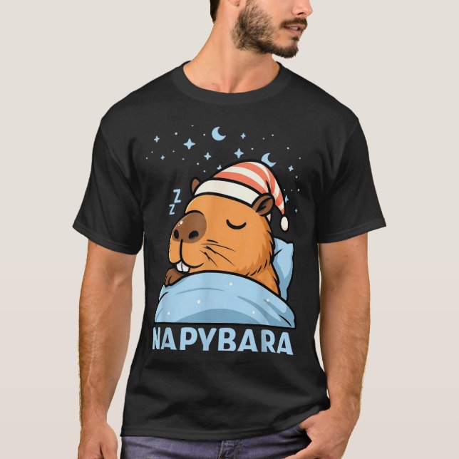 T-shirt Mignon Capybara Endormi Drôle Napybara Pyjama  (Devant)