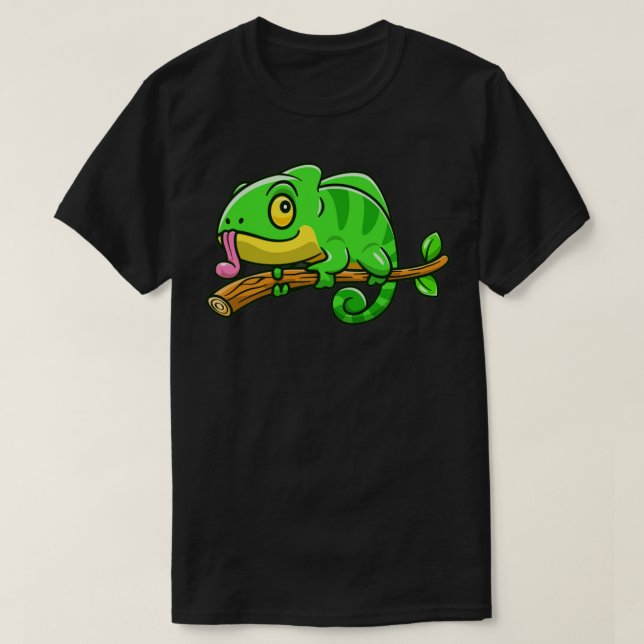 T-shirt Mignon Chameleon Sur Le Dessin D'Arbre (Design devant)
