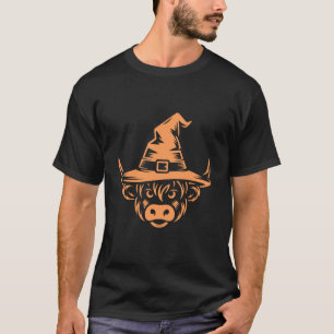T-shirt Mignon Chapeau de Sorcière de Vache Highland Drôle