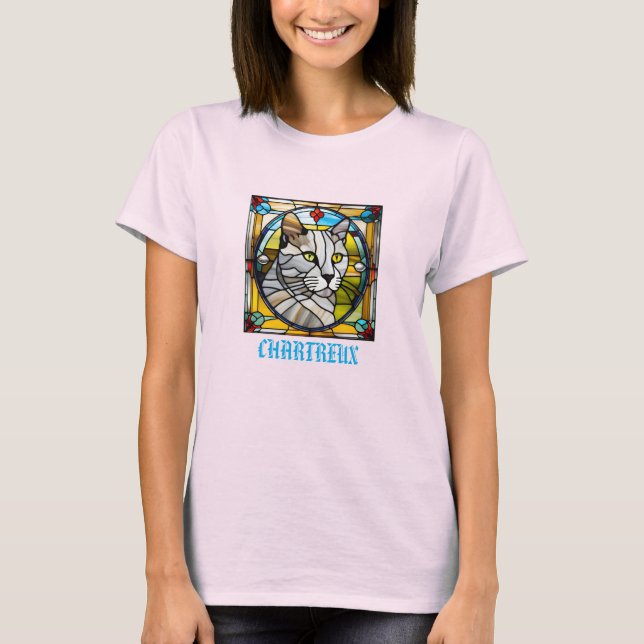T-shirt mignon Chartreux vitrail (Devant)
