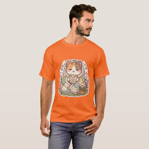 T-shirt Mignon Chat Calico Restez Cosy Cottagecore Kawaii