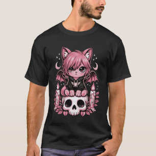 T-shirt Mignon Chat Emo Chauve-Souris Pastel Gothique Goth