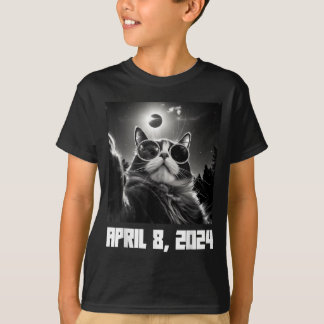 T-shirt Mignon Chat Faisant un Selfie lors d'une Éclipse S